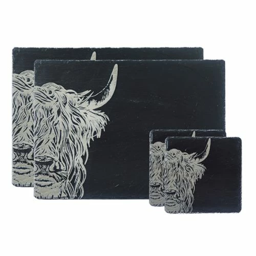Highland Cow Slate Coaster & Placemat Set - The Just Slate Company | Table Mats & Coasters 3 Highland Cow Slate Coaster & Placemat Set - The Just Slate Company | Table Mats & Coasters