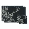 The Just Slate Company Stag Slate Coaster & Placemat Set - Elegant Tableware for Home Decor -HARTS OF STUR Sales JSPMCS Just Slate Company Stag Slate Coaster Place Mat Set
