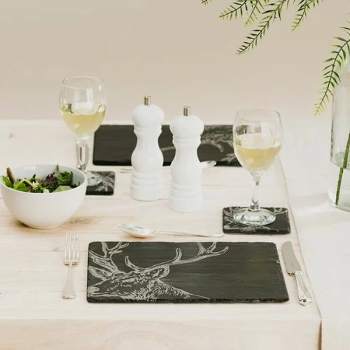 The Just Slate Company Stag Slate Coaster & Placemat Set - Elegant Tableware for Home Decor 5 The Just Slate Company Stag Slate Coaster & Placemat Set - Elegant Tableware for Home Decor - Image 3