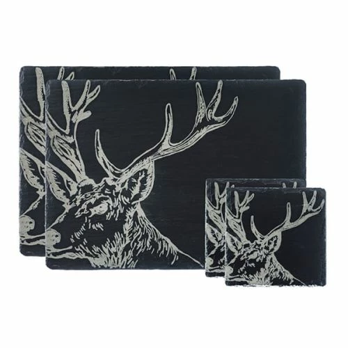 The Just Slate Company Stag Slate Coaster & Placemat Set - Elegant Tableware for Home Decor 3 The Just Slate Company Stag Slate Coaster & Placemat Set - Elegant Tableware for Home Decor