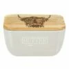 The Just Slate Company Highland Cow White Butter Dish | Elegant Tableware for Your Kitchen -HARTS OF STUR Sales JSSOBDWHC Just Slate Company Highland Cow White Butter Dish