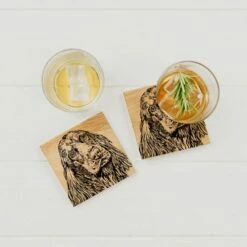 Set of 2 Cocker Spaniel Oak Coasters by The Just Slate Company | Elegant Tableware 5 Set of 2 Cocker Spaniel Oak Coasters by The Just Slate Company | Elegant Tableware -HARTS OF STUR Sales JSSOC2CSP Just Slate Company Cocker Spaniel Oak Coasters 1