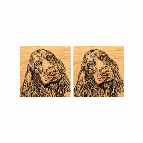 Set of 2 Cocker Spaniel Oak Coasters by The Just Slate Company | Elegant Tableware 3 Set of 2 Cocker Spaniel Oak Coasters by The Just Slate Company | Elegant Tableware