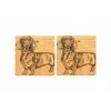 Set of 2 Dachshund Oak Coasters by The Just Slate Company | Premium Tableware -HARTS OF STUR Sales JSSOC2DH Just Slate Company Dachshund Oak Coasters