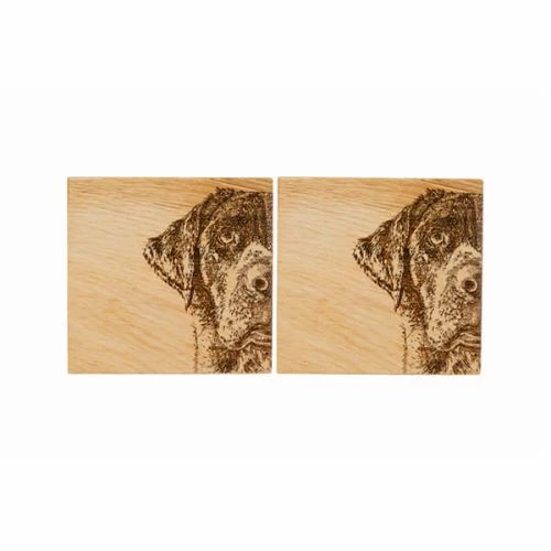 Set of 2 Labrador Oak Coasters by The Just Slate Company - Premium Tableware 3 Set of 2 Labrador Oak Coasters by The Just Slate Company - Premium Tableware