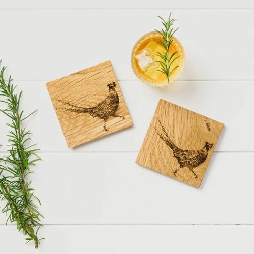 Set of 2 Pheasant Oak Coasters by The Just Slate Company | Elegant Tableware 4 Set of 2 Pheasant Oak Coasters by The Just Slate Company | Elegant Tableware - Image 2