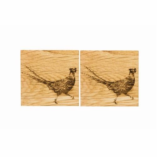 Set of 2 Pheasant Oak Coasters by The Just Slate Company | Elegant Tableware 3 Set of 2 Pheasant Oak Coasters by The Just Slate Company | Elegant Tableware