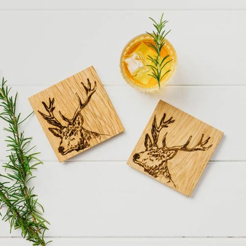 Set of 2 Stag Oak Coasters by The Just Slate Company | Premium Tableware 5 Set of 2 Stag Oak Coasters by The Just Slate Company | Premium Tableware - Image 3