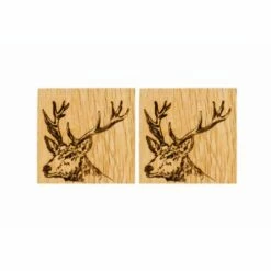 Set of 2 Stag Oak Coasters by The Just Slate Company | Premium Tableware