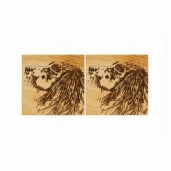 Set of 2 Spaniel Oak Coasters by The Just Slate Company - Elegant Tableware for Home Decor