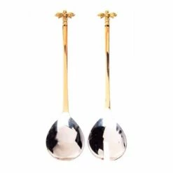 The Just Slate Company Bee Salad Server Set - Elegant Slateware Cutlery for Stylish Dining