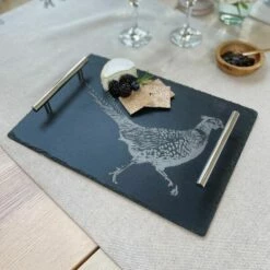 The Just Slate Company Medium Pheasant Slate Serving Tray - Elegant Gift Boxed Serveware 6 The Just Slate Company Medium Pheasant Slate Serving Tray - Elegant Gift Boxed Serveware -HARTS OF STUR Sales JSSTMPHB Just Slate Company Medium Pheasant Slate Serving Tray 1