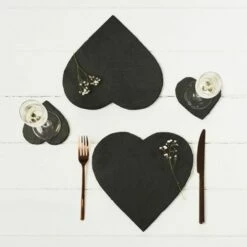 Set of 2 Heart Slate Placemats by The Just Slate Company - Elegant Tableware for Dining 7 Set of 2 Heart Slate Placemats by The Just Slate Company - Elegant Tableware for Dining -HARTS OF STUR Sales JSTMH2B Just Slate Company Heart Slate Place Mats 2