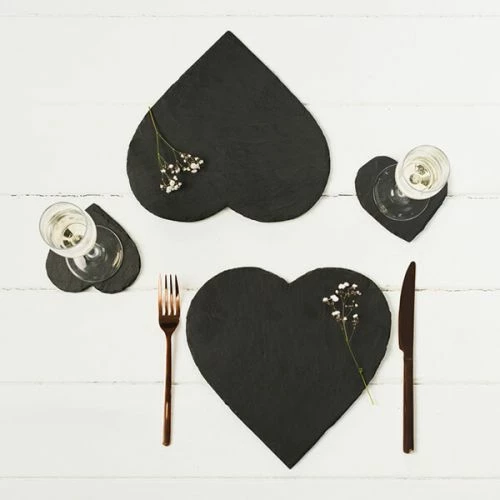 Set of 2 Heart Slate Placemats by The Just Slate Company - Elegant Tableware for Dining 5 Set of 2 Heart Slate Placemats by The Just Slate Company - Elegant Tableware for Dining - Image 3