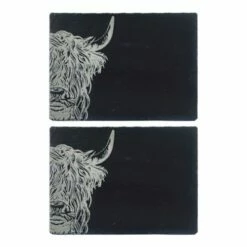 Set of 2 Highland Cow Placemats by The Just Slate Company - Stylish Table Mats for Dining