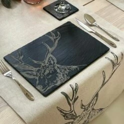 Set of 2 Stag Slate Placemats by The Just Slate Company - Elegant Tableware for Dining 7 Set of 2 Stag Slate Placemats by The Just Slate Company - Elegant Tableware for Dining -HARTS OF STUR Sales JSTMR2S Just Slate Company Stag Slate Place Mats 2