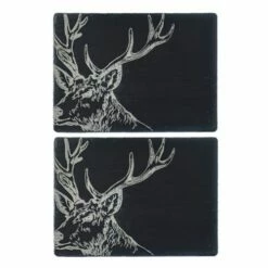 Set of 2 Stag Slate Placemats by The Just Slate Company - Elegant Tableware for Dining