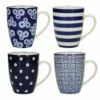 London Pottery Set Of 4 Tulip Mugs Blue | Premium Ceramic Drinkware -HARTS OF STUR Sales JY18LT31 London Pottery Set Of 4 Tulip Mugs Blue