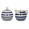 London Pottery Sugar and Creamer Set with Blue Bands | Elegant Tableware for Tea & Coffee -HARTS OF STUR Sales JY18LT47 London Pottery Sugar and Creamer Set Blue Bands