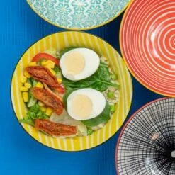 KitchenCraft Monochrome Glazed Stoneware Bowl Set Of 4 - Stylish & Durable Tableware -HARTS OF STUR Sales KCBOWL15PK4MON KitchenCraft Glazed Stoneware Bowl Set of 4 Monochrome 4