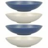 KitchenCraft Blue & Cream Embossed 22cm Stoneware Coupe Bowl Set of 4 - Elegant Tableware Set -HARTS OF STUR Sales KCBOWL22PK4BLEM KitchenCraft Stoneware Coupe 22cm Bowl Set of 4 Blue Embossed