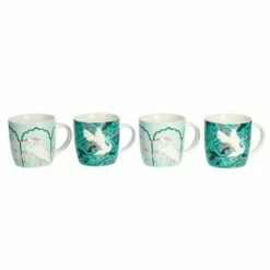 KitchenCraft Barrel Mug Set Of 4 Exotic Crane - Stylish & Durable Drinkware -HARTS OF STUR Sales KCMBARCRANE4PC Kitchen Craft Barrel Mug Set Of 4 Exotic Crane 1