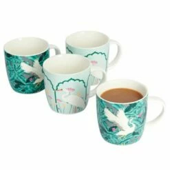 KitchenCraft Barrel Mug Set Of 4 Exotic Crane - Stylish & Durable Drinkware -HARTS OF STUR Sales KCMBARCRANE4PC Kitchen Craft Barrel Mug Set Of 4 Exotic Crane 2