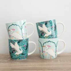 KitchenCraft Barrel Mug Set Of 4 Exotic Crane - Stylish & Durable Drinkware -HARTS OF STUR Sales KCMBARCRANE4PC Kitchen Craft Barrel Mug Set Of 4 Exotic Crane 3
