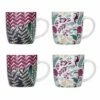 KitchenCraft Barrel Mug Set Of 4 Exotic Floral - Stylish Drinkware for Tea & Coffee -HARTS OF STUR Sales KCMBAREXFL4PC Kitchen Craft Barrel Mug Set Of 4 Exotic Floral