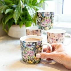 KitchenCraft Barrel Mug Set Of 4 Terrazzo Floral - Stylish Drinkware for Coffee & Tea -HARTS OF STUR Sales KCMBARTER4PC Kitchen Craft Barrel Mug Set Of 4 Terrazzo Floral 3
