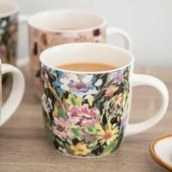 KitchenCraft Barrel Mug Set Of 4 Terrazzo Floral - Stylish Drinkware for Coffee & Tea -HARTS OF STUR Sales KCMBARTER4PC Kitchen Craft Barrel Mug Set Of 4 Terrazzo Floral 5