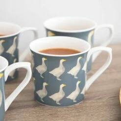 KitchenCraft Fluted Mug Set Of 4 Geese - Elegant Drinkware for Tea & Coffee -HARTS OF STUR Sales KCMFLTGEES4PC Kitchen Craft Fluted Mug Set Of 4 Geese 2
