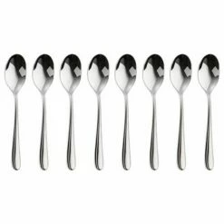 Robert Welch Kingham Bright Coffee Spoon Set - 8 Piece Stainless Steel Cutlery