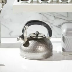 Lovello Retro Shadow Grey Textured 2.5L Whistling Kettle - Stovetop Tea Kettle with Whistle -HARTS OF STUR Sales LOVKETGRY Lovello Retro WHISTLING KETTLE 2 5L TEXTURED GREY 2