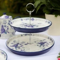 London Pottery Blue Rose Cake Stand | Elegant Tableware for Baking & Serving