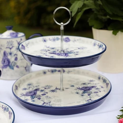 London Pottery Blue Rose Cake Stand | Elegant Tableware for Baking & Serving 3 London Pottery Blue Rose Cake Stand | Elegant Tableware for Baking & Serving
