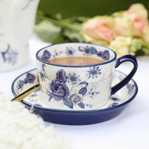London Pottery Blue Rose Tea Cup and Saucer Set - Elegant Drinkware for Tea Lovers 6 London Pottery Blue Rose Tea Cup and Saucer Set - Elegant Drinkware for Tea Lovers - Image 4