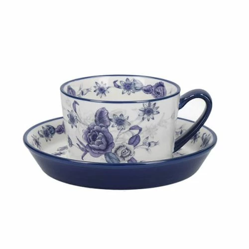 London Pottery Blue Rose Tea Cup and Saucer Set - Elegant Drinkware for Tea Lovers 3 London Pottery Blue Rose Tea Cup and Saucer Set - Elegant Drinkware for Tea Lovers
