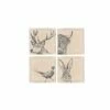 Set of 4 Country Animals Linen Coasters by The Just Slate Company | Premium Tableware -HARTS OF STUR Sales LTC4CA Just Slate Company Country Animals Linen Coasters