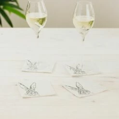 Set of 4 Hare Linen Coasters by The Just Slate Company | Premium Tableware 7 Set of 4 Hare Linen Coasters by The Just Slate Company | Premium Tableware -HARTS OF STUR Sales LTC4H Just Slate Company Hare Linen Coasters 2
