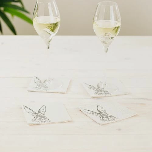 Set of 4 Hare Linen Coasters by The Just Slate Company | Premium Tableware 5 Set of 4 Hare Linen Coasters by The Just Slate Company | Premium Tableware - Image 3