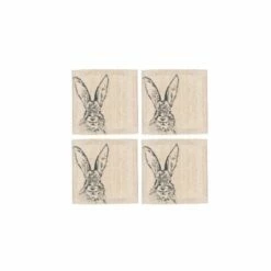 Set of 4 Hare Linen Coasters by The Just Slate Company | Premium Tableware