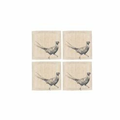 Set of 4 Pheasant Linen Coasters by The Just Slate Company | Premium Tableware