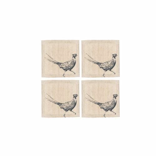 Set of 4 Pheasant Linen Coasters by The Just Slate Company | Premium Tableware 3 Set of 4 Pheasant Linen Coasters by The Just Slate Company | Premium Tableware