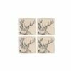 Set of 4 Stag Linen Coasters by The Just Slate Company | Premium Tableware -HARTS OF STUR Sales LTC4S Just Slate Company Stag Linen Coasters