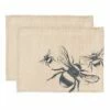Set of 2 Bee Linen Placemats by The Just Slate Company | Stylish Table Mats for Dining -HARTS OF STUR Sales LTTM2B Just Slate Company Bee Linen Place Mats