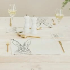 Set of 2 Hare Linen Placemats by The Just Slate Company | Stylish Table Mats for Dining 6 Set of 2 Hare Linen Placemats by The Just Slate Company | Stylish Table Mats for Dining -HARTS OF STUR Sales LTTM2H Just Slate Company Hare Linen Place Mats 2