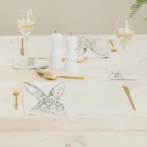 Set of 2 Hare Linen Placemats by The Just Slate Company | Stylish Table Mats for Dining 4 Set of 2 Hare Linen Placemats by The Just Slate Company | Stylish Table Mats for Dining - Image 2