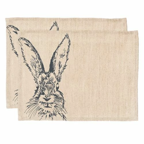Set of 2 Hare Linen Placemats by The Just Slate Company | Stylish Table Mats for Dining 3 Set of 2 Hare Linen Placemats by The Just Slate Company | Stylish Table Mats for Dining