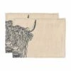 Set of 2 Highland Cow Linen Placemats by The Just Slate Company | Stylish Table Mats for Dining -HARTS OF STUR Sales LTTM2HC Just Slate Company Highland Cow Linen Place Mats